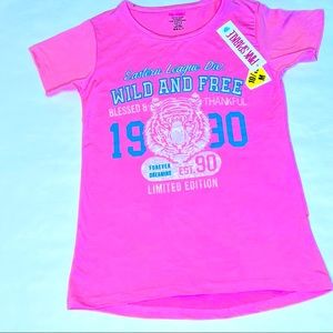 Pink top for girls size medium, fits 10 year old to 12 year old.